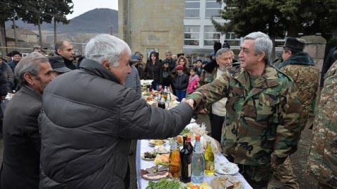 Sərkisyan Azərbaycan sərhəddinə gəlib, sağlıq dedi - FOTOLAR