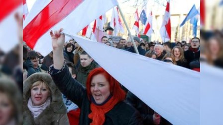  Belarusda hakimiyyət əleyhinə mitinq keçirildi- Fotolar 