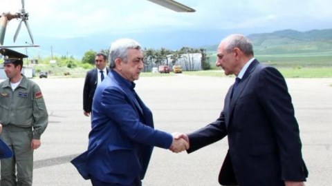 Ermənistan prezidenti Azərbaycan ərazisinə gəlib