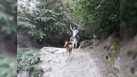 Gənc müəllim atla kəndbəkənd gəzib məktəblilərə kitab payladı - FOTO