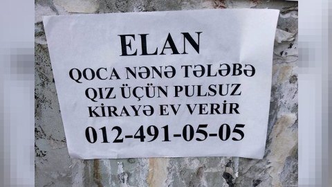 Şuşalı nənə &ouml;z&uuml;nə hayan axtarır - &ldquo;Bir qız gəlsin pulsuz qalsın evimdə&rdquo; -&nbsp;Kirayə ELANI