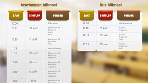 “Dərs vaxtı”nın 30 mart cədvəli