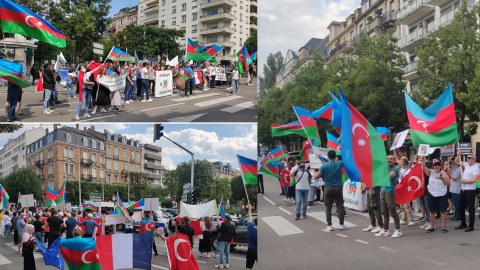 Azərbaycanlılar Avropa Şurasının qarşısında yürüş etdilər