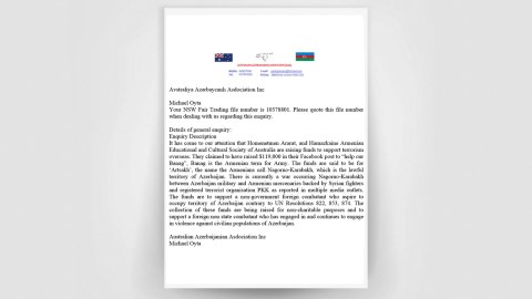 Avstraliyadakı soydaşlarımız bu ölkənin təhlükəsizlik orqanlarına müraciət etdi