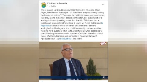 İtaliyalı jurnalist erməni lobbisinin təhqiramiz hücumuna məruz qalır
