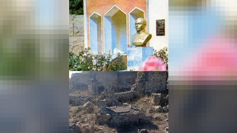 Ermənilər azərbaycanlı qəhrəmanın büstünü belə dağıdıblar - FOTO 