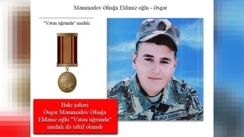 Musiqili Teatrın əməkdaşı “Vətən uğrunda” medalına layiq görüldü