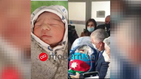 Yeni doğulan körpə xəstəxanadan şəhid atasının üstünə aparıldı - FOTO+VİDEO