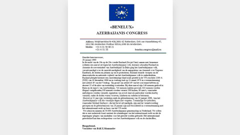 Benilüks Azərbaycanlıları Konqresi niderlandlı deputatlara müraciət etdi