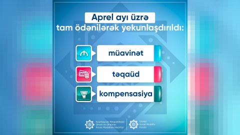 Aprel ayı üzrə sosial ödənişlər tam yekunlaşdı