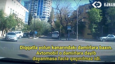 Təhlükəsizlik tumbası səkidəki uşaqların həyatını xilas etdi - VİDEO