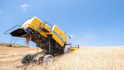 Dağ kəndlərində yeni nəsil kombaynlarla biçin aparılır - FOTO