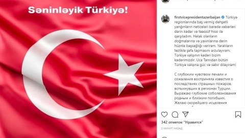 Mehriban Əliyeva: “Türkiyə xalqına güc və səbir diləyirəm!”