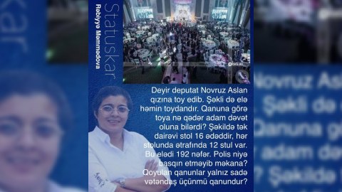 Deputatın qızının toyunda karantin qaydaları pozulub? - RƏSMİ