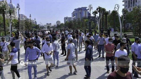 Bakıda əfqan miqrantlar aksiya keçirmək istədilər - FOTO