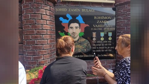 Doğma yurdda şəhid olan Zamin Rəhimovun abidə kompleksi açıldı - FOTOLAR