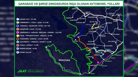 Qarabağ və Şərqi Zəngəzurda çəkilən yolların XƏRİTƏSİ