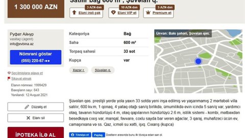 Ramiz Mehdiyevin kürəkəni borca görə villasını satır - FOTO