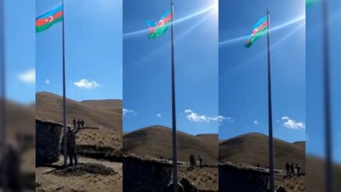 Göyçə mahalının Yuxarı Şorca kəndi istiqamətində bayrağımız yüksəldildi - VİDEO