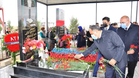Goranboyda şəhid mayorun məzarı ziyarət olunub - FOTO