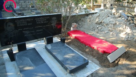 Şəhidin xanımı dəfn olundu - FOTOLAR