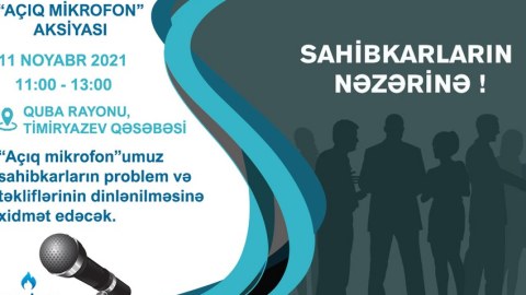 “Azəriqaz” Qubadakı sahibkarların problemlərini dinləyəcək