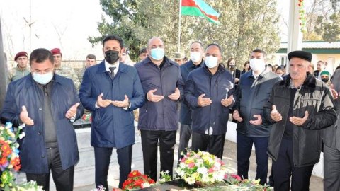 Goranboyda Şəhid mayorun məzarı ziyarət olunub