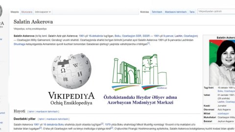 “Vikipediya”da Salatın Əsgərova haqqında özbək dilində bölmə yaradıldı