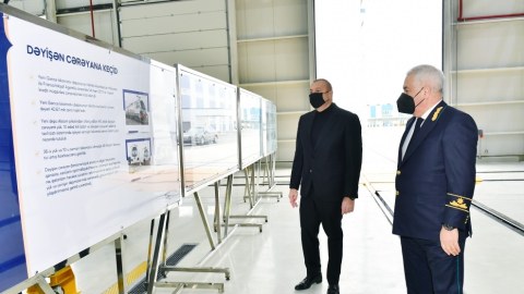 İlham Əliyev lokomotiv deposunun açılışında