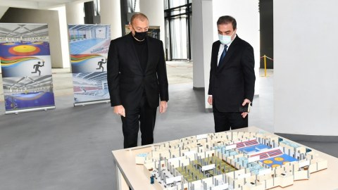 Prezident İdman Sarayının tikintisi ilə maraqlandı - FOTOLAR