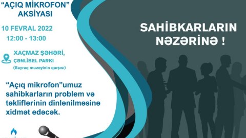 “Azəriqaz”ın rəhbərliyi Xaçmazda sahibkarlarla görüşəcək