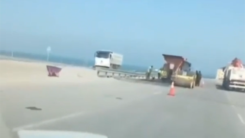 Bir ailənin məhv olduğu yol təmir edilir