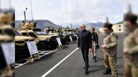 Prezident və xanımı yeni hərbi hissənin açılışında - FOTOLAR