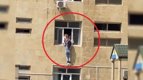 Bakıda intihara cəhd edən qız belə xilas edildi - VİDEO