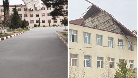 Damı uçan məktəbdə tədris dayandırıldı