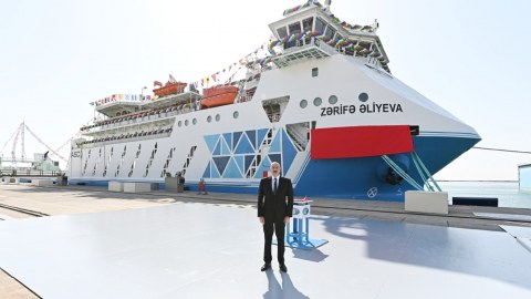Prezident “Zərifə Əliyeva” gəmi-bərəsini istismara verdi - FOTOLAR
