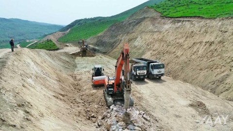 Qubadlı-Eyvazlı yolunun tikintisi davam edir - FOTOLAR