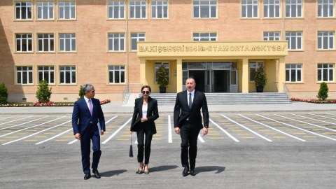 İlham Əliyev və xanımı məktəb açılışında - YENİLƏNİB