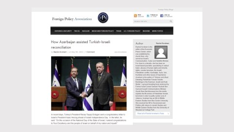 Azərbaycanın Türkiyə-İsrail münasibətlərindəki rolu ABŞ mətbuatında