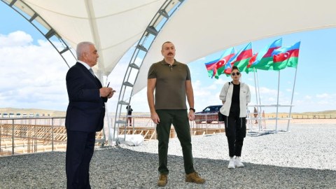 Prezident və xanımı “Cəbrayıl” qovşağının təməlqoyma mərasimində - FOTOLAR