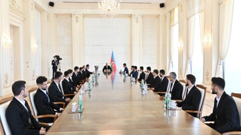 Prezident Avropa çempionu olan komandamızı qəbul etdi - FOTOLAR