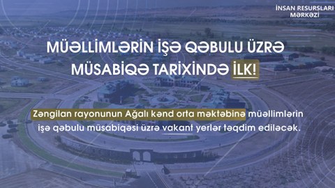 MİQ üzrə Ağalı məktəbinə vakant yerlər təqdim olunacaq