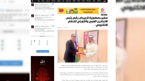 Azərbaycan səfirliyində küveytli jurnalist təltif olunub