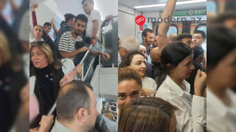 Xırdalan reysi ləğv edildi, qatarda izdiham yaşandı - FOTO+VİDEO