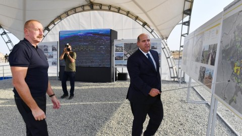Prezidentlə xanımı Sarıcalı kəndinin təməlini qoydular - YENİLƏNİB