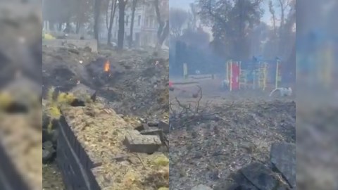 Ruslar uşaq meydançasına da raket atdı - VİDEO