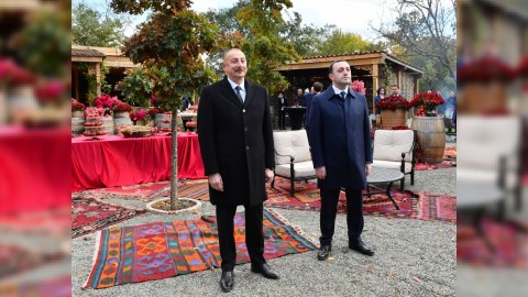 İlham Əliyev və Qaribaşvilinin birgə işçi naharı olub