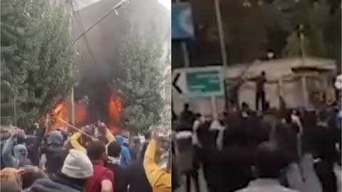 İranda etirazçılar icra hakimiyyətinin binasını yandırdılar - VİDEO