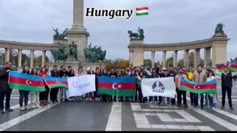 Diaspor gəncləri “Zəfər Yürüşü”nə çıxdılar - FOTOLAR