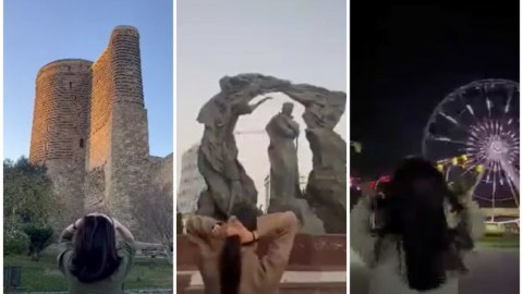 Bakıda gənc qızlar İrandakı etirazçılara dəstək fləşmobu keçirib - VİDEO